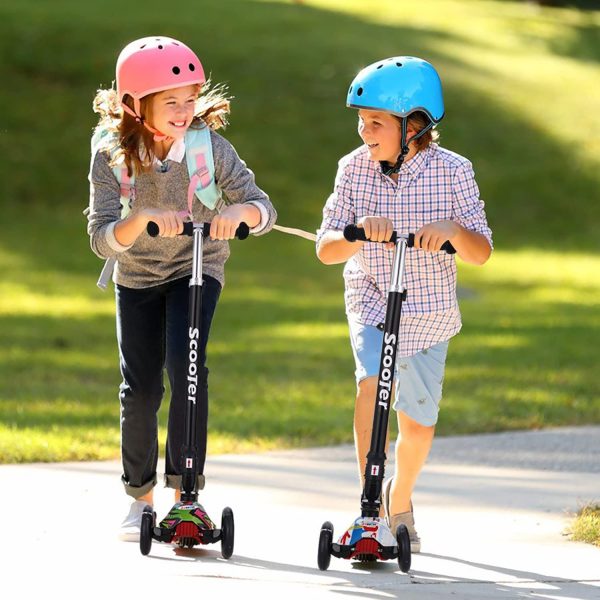 Profun Monopattino Pieghevole con 4 Ruote PU Luminose, Manubrio Regolabile Scooter con Graffiti per Ragazze e Ragazzi dai 3 agli 12 Anni,Carico Massimo 55KG - immagine 6