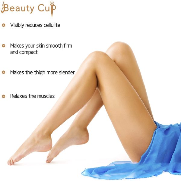 BEAUTY CUP Coppetta Anticellulite in Silicone Coppetta Cellulite Professionale Olio/Vacuum Trattamento Corpo Coppettazione per gamba braccia collo schiena ecc,Nero - immagine 2