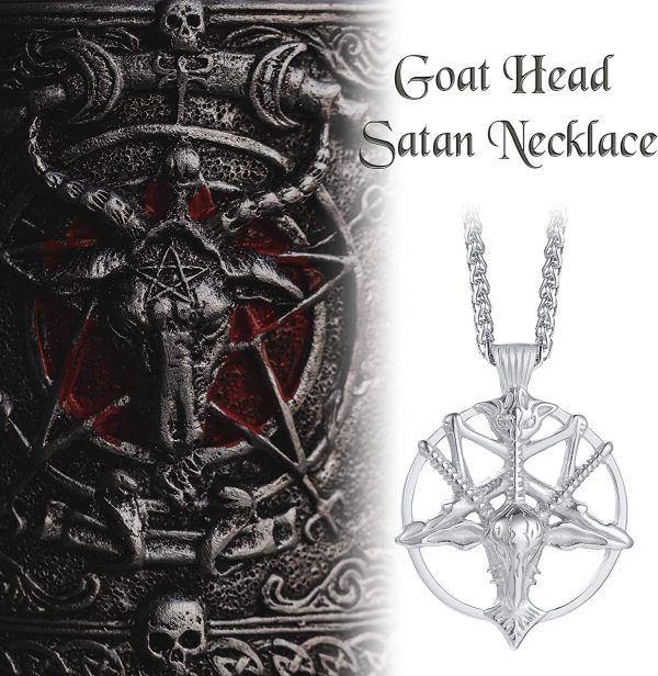 XUANPAI Sigil di Lucifero Sigillo di Satana Simbolo Baphomet in Acciaio Inox Talismano Religioso Ciondolo Collana per Uomo Donna - immagine 4