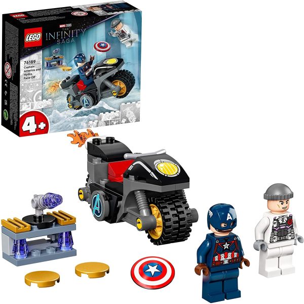 LEGO Super Heroes Marvel Scontro tra Captain America e Hydra, Giocattolo Supereroi per Bambini di 4 Anni con Moto Costruibile, 76189 - immagine 2