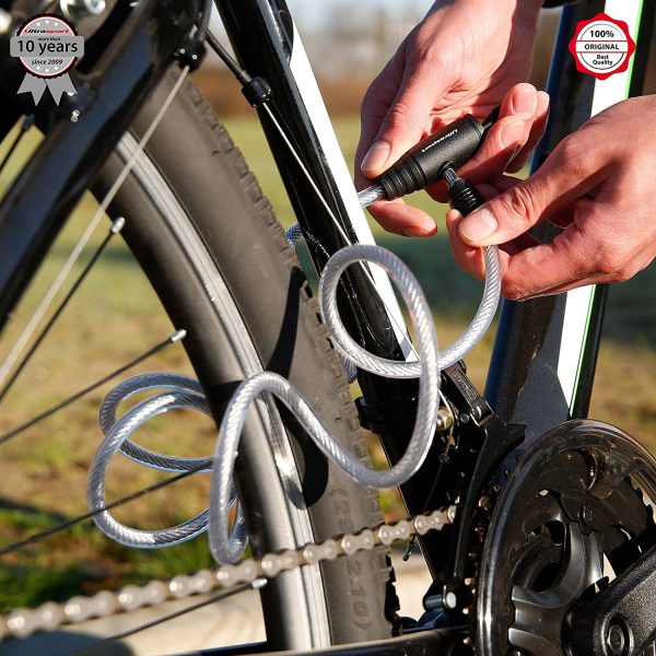 Ultrasport Lucchetto per bicicletta a spirale con 2 chiavi/antifurto a spirale per biciclette, lunghezza 150cm ideale per fissare accessori quali casco, sella e altri oggetti a biciclette di ogni tipo - immagine 4