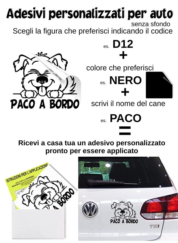 Adesivo per auto cane a bordo con nome dog on board - immagine 2