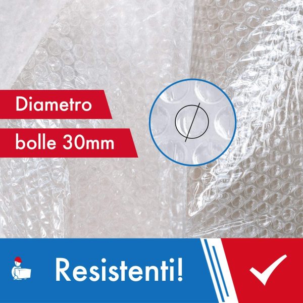 '- Rotolo Pluriball - 1 x 200 mt - Imbottitura per Imballaggio Bolle - Per la Protezione di Oggetti durante il Trasloco