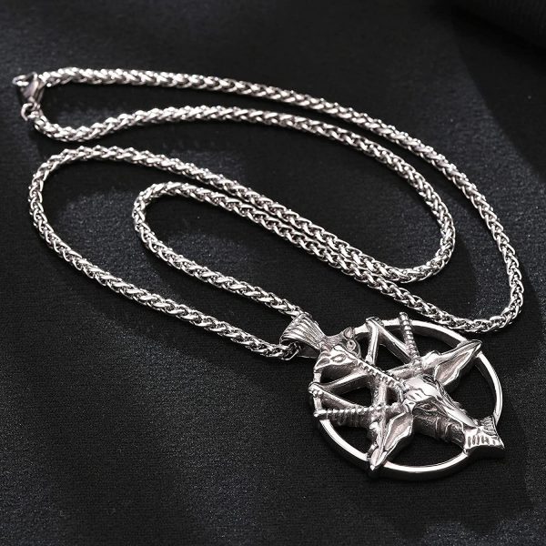 XUANPAI Sigil di Lucifero Sigillo di Satana Simbolo Baphomet in Acciaio Inox Talismano Religioso Ciondolo Collana per Uomo Donna