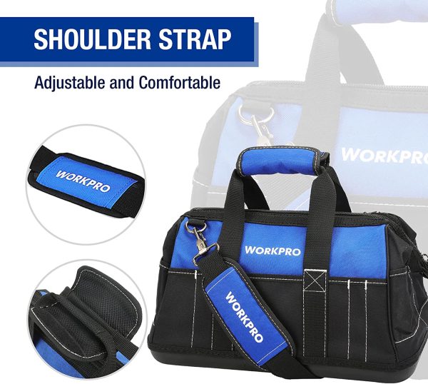 WORKPRO - Borsa portautensili a bocca larga 40,6 cm con base stampata impermeabile