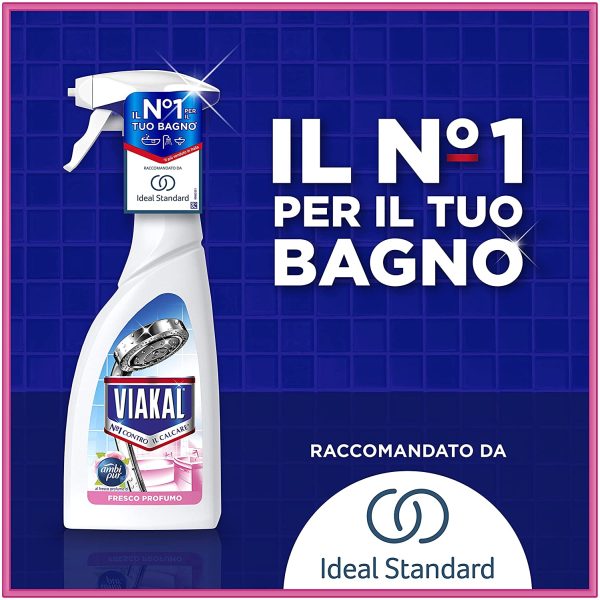 Viakal Anticalcare, Detersivo Spray per Bagno - 10 Confezioni (10 x 515 ml), Maxi Formato - immagine 4