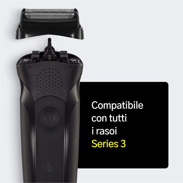 Braun Series 3, Rasoio Elettrico Uomo Testina di Ricambio, Compatibile Con I Rasoi Series 3, Rasatura Veloce ed Efficiente, Lame Flessibili, Uso a Secco o Sotto Acqua, 21B Nero