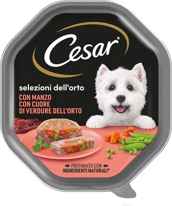 Cesar Selezioni dell'orto Cibo per Cane con Manzo con cuore di verdure dell'orto 150 g - 14 Vaschette, l'imballaggio pu?? variare - immagine 4