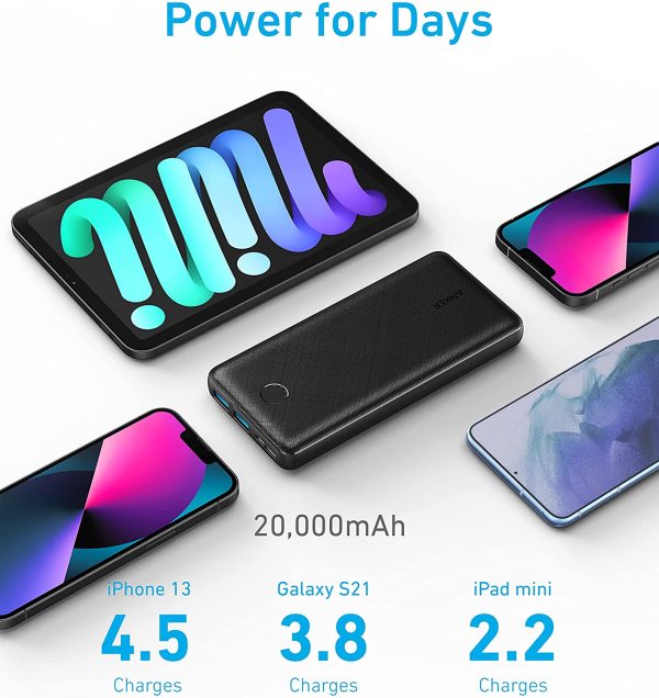 Powerbank 20000mAh  PowerCore Essential 20000mAh, power bank con PowerIQ e ingresso USB-C, caricabatterie portatile per iPhone, Xiaomi, Huawei, Samsung, iPad, batteria esterna ad alta capacit?? - immagine 3