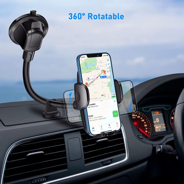 Blukar Supporto Cellulare da Auto, Universale Porta Cellulare Auto 360?? di Rotazione per Parabrezza e Cruscotto con Forte Ventosa e Lungo Braccio,Compatibile con iPhone, Galaxy, Huawei, Xiaomi - immagine 7