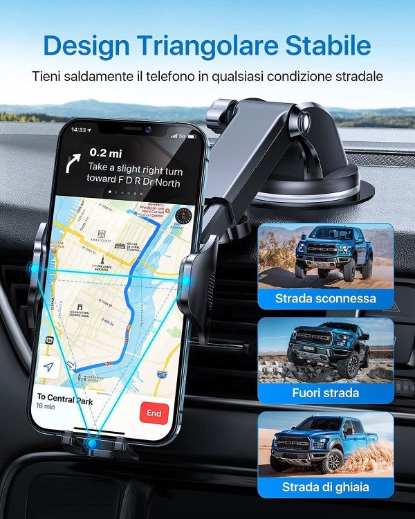 andobil Supporto Cellulare Auto [Molto Stabile & Antivibrazione] 3 In 1 Multifuction Porta Cellulare Auto Ventosa con 360?? di Rotazione Porta Telefono Auto Universale per Tutti Gli Smartphone da 4-7?? - immagine 7