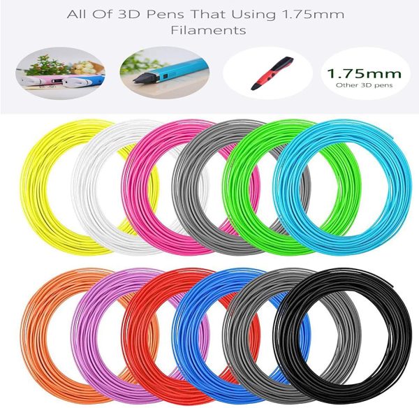 Filamento PLA per penna 3D, 10 colori 1,75 mm, 5 metri ciascun ogni colore, adatto per la maggior parte delle penne e stampanti 3D - immagine 3