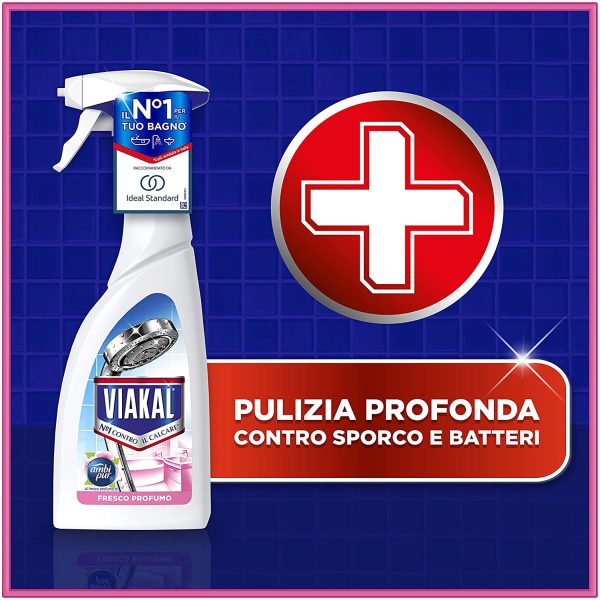 Viakal Anticalcare, Detersivo Spray per Bagno - 10 Confezioni (10 x 515 ml), Maxi Formato