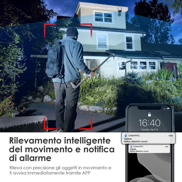 Telecamera Wifi Esterno 1080P FHD Videocamera sorveglianza Wi-Fi Interno con Rilevazione di Movimento, Visione Notturna 25m, Audio Bidirezionale, Compatibile con Scheda SD - immagine 3