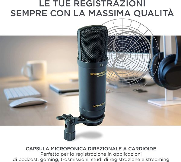 Marantz Professional MPM-1000U - Microfono USB a Condensatore con Diaframma Largo per il Podcasting e la Registrazione, Reggimicrofono e Cavo USB - immagine 3