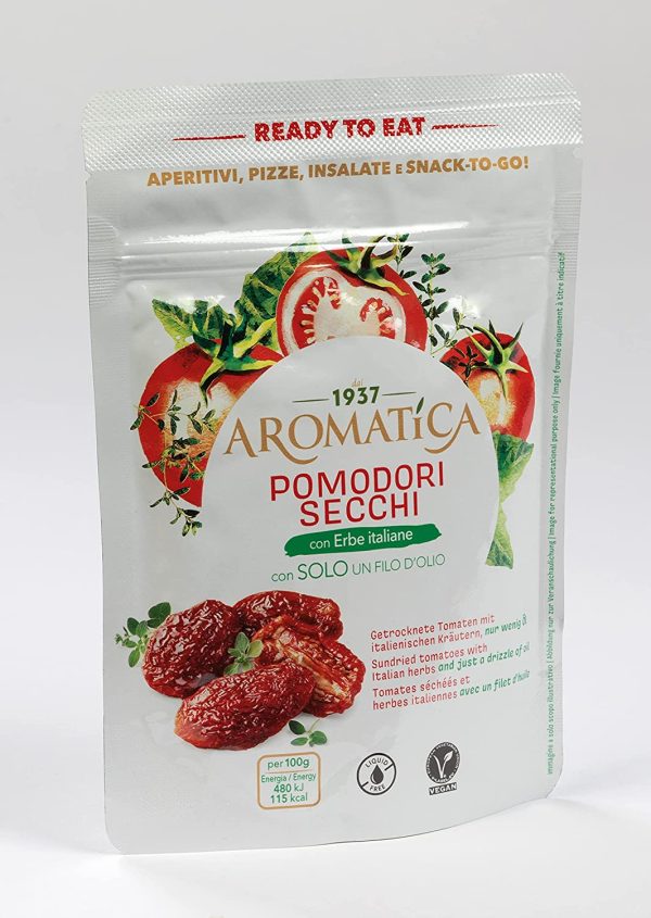 Aromatica Pomodori Secchi con Erbe Mediterranee Senza Liquido di Conserva, 125 g