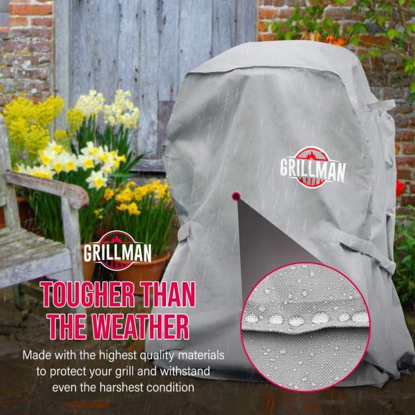 Grillman Premium Copertura per Barbecue, Copertura per Barbecue a Gas per Weber, Brinkmann, Char Broil ETC. Resistente agli Urti, ai Raggi UV e all'Acqua (30 inch / 76 cm, Grigio) - immagine 7