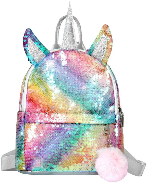 WolinTek Zaino con Unicorno, Borsa per la Scuola per Ragazze, Zaino con Paillette Unicorno,Zaino da Viaggio alla Moda,Sacchetto Di Scuola Unicorn per Ragazze - immagine 4