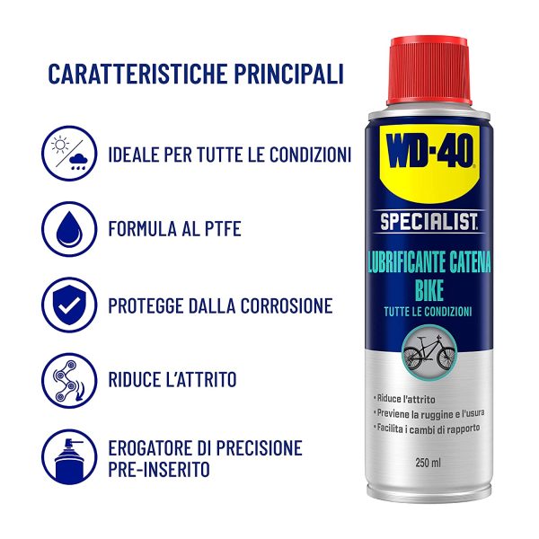 WD-40 Bike Lubrificante Catena Bici Spray al PTFE Per Tutte Le Condizioni, 250 ml - immagine 8