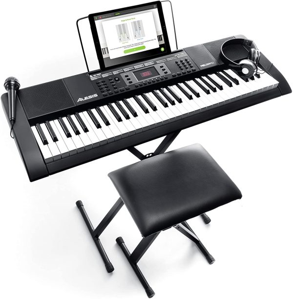 Alesis Melody 61 - Pianola, Tastiera Musicale Portatile con Cuffie, Casse Integrate, Microfono, Stand, Leggio, Sgabello e 61 Tasti - immagine 4