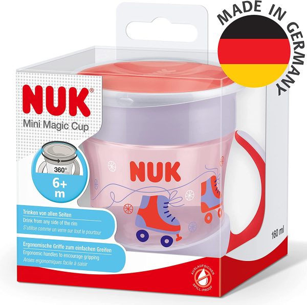 Nuk Mini Magic Cup Bicchiere Salvagoccia, 160 ml, Rosso (Pattino a Rotelle) - immagine 5