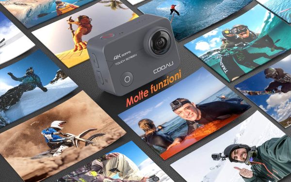 Action Cam Nativo 4K 60fps 20MP Touch Screen Wi-Fi videocamera con Zoom 8X Nuova EIS Anti-Shake, Custodia fotocamera subacquea Impermeabile 40m, Regolabile Microfono Esterno, 2x1350mAh Batterie - immagine 3