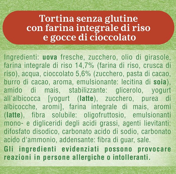 Mulino Bianco Lunette Tortina Senza Glutine con Farina Integrale di Riso e Gocce di Cioccolato, Merenda Senza Glutine e Senza Olio di Palma, Confezione con 4 Monoporzioni - immagine 2