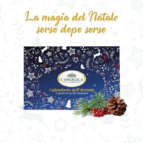 L'Angelica, Calendario dell'Avvento, 24 Giorni di Coccole e Benessere, Cofanetto con 24 Tisane fra cui Tisane Fredde, Calde, Emozioni al Cacao, Tisane Calde Funzionali e Tisane Calde Superfood - immagine 7