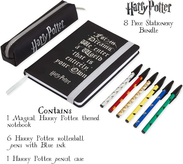 Harry Potter Set Cancelleria Con Agenda A5, Set Penne E Astuccio Portapenne, Harry Potter Gadget Ufficiali, Regalo Per Bambine, Adolescenti E Adulti - immagine 6