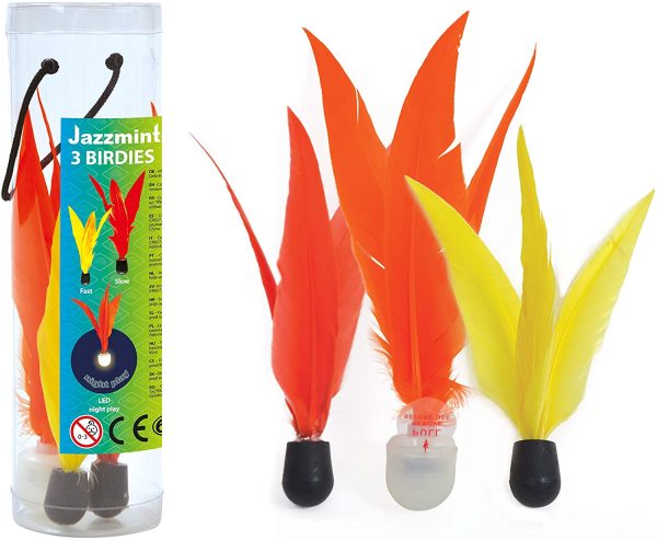 Schildkr?t Funsports Jazzminton Birdies, Confezione da 3 Pezzi di Ricambio, Include Birdie con LED per il Gioco Notturno, Ottimo Volo, Buon Salto, 970156, Multicolore