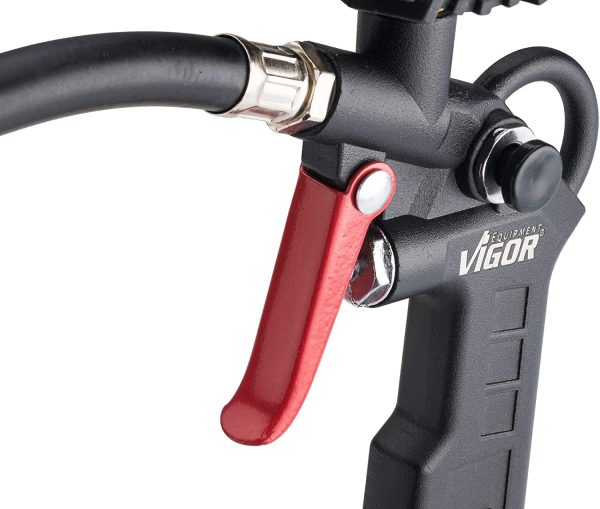 V6905 - Riempitore per pneumatici da 0 a 8,5 bar, tubo extra lungo: 500 mm, peso: 0,49 kg, colore: Nero/Rosso - immagine 4