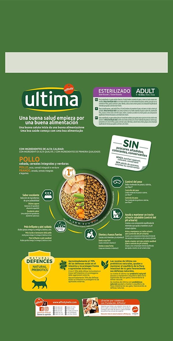 Ultima Cibo per Gatti Sterilizzati con Pollo - 3 kg - 1 Bag - immagine 5