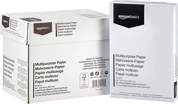 Elco 60296 confezione da 500 buste con finestra, formato DL, colore: bianco & Amazon Basics Carta da stampa multiuso A4 80gsm, 5x500 fogli, bianco - immagine 6