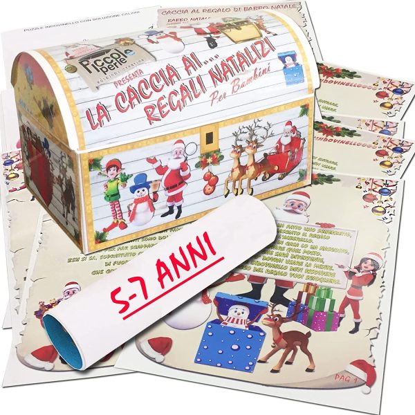 Caccia al tesoro natalizia in scatola per casa 5-7 anni - Giochi natalizi per bambini - Caccia al regalo di Babbo Natale - Caccia al tuo regalo di Natale - Giochi di natale per bambini - immagine 6