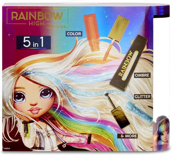 Rainbow High Hair Studio - Bambola Amaya Raine Esclusiva con capelli extra lunghi e colori lavabili 5 in 1 - immagine 5