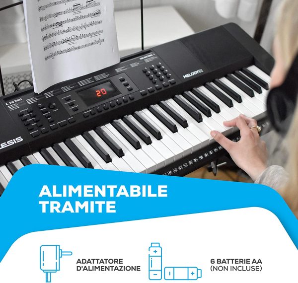 Alesis Melody 61 - Pianola, Tastiera Musicale Portatile con Cuffie, Casse Integrate, Microfono, Stand, Leggio, Sgabello e 61 Tasti - immagine 6