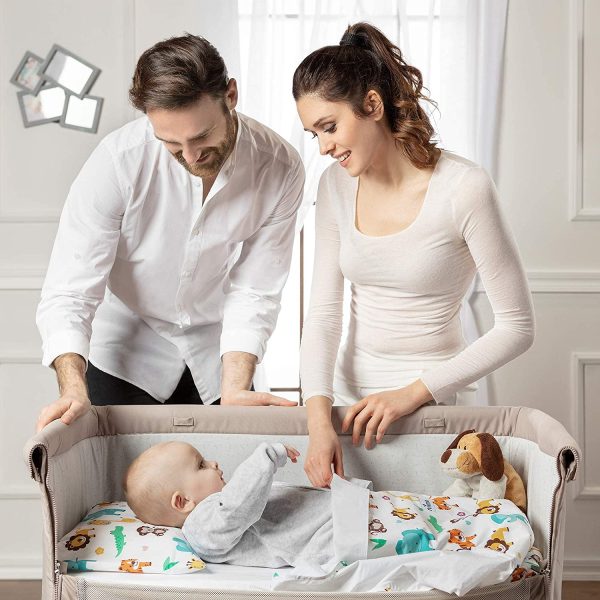 Niimo Lenzuola Compatibili Next to Me (Set 2pz) Lenzuola 100% Cotone Compatibile con culle cosleeping Chicco Lullago Kinderkraft UNO Cullami Cam Jane Babyside Brevi dimensioni 50x83 (Bianco+Bianco) - immagine 5