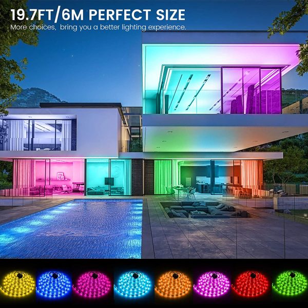 Striscia Led 6 Metri,  Led Striscia RGB 5050, Controllo App e Telecomando IR, Musica Strip Led, Luci led Colorati per Camera da Letto Decorazioni Cucina TV Festa Bar - immagine 3