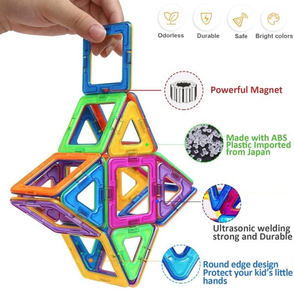 Condis Costruzioni Magnetiche Bambini 42 Pezzi, Blocchi Costruzioni Magnetici Giochi Bimbo Bambina 3 4 5 6 7 anni Gioco Magnetico Educativi Giocattoli Bambino Calamite Puzzle Regalo Bimba Montessori - immagine 2