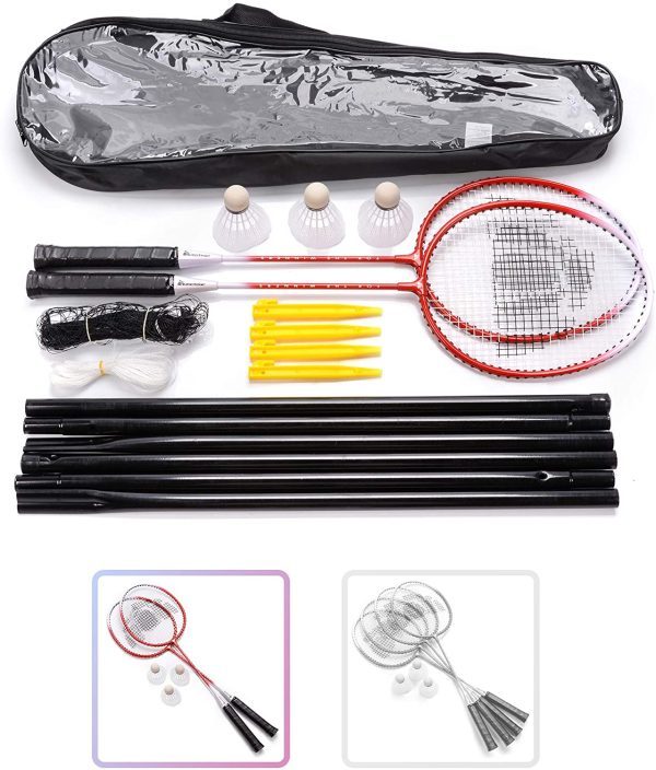 Set Badminton per 2 o 4 Giocatori - Racchette 3 Volani 1 Rete - Set Perfetto per Bambini Ragazzi e Adulti - per Tutta Famiglia - Spiaggia Giardino Vacanza - immagine 5