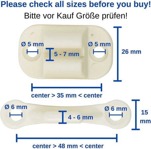 Fermo per Porta Roulotte e Camper, Interasse fori 35 mm e 48 mm, Serratura di Bloccaggio Bianca, per Sportelli di Servizio e Gavoni di Stoccaggio, Sicura per Porta Camper, Accessori Camper Roulotte - immagine 5