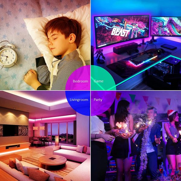 LED Striscia 10M, Intelligente Led Strisce con 44 Tasti Telecomando, LED Strip RGB con App Controllo Modalit?? Musica e Mic, Luci a LED Colorate da Camera/Decorazioni/Cucina/Bar/Festa/Letto - immagine 4