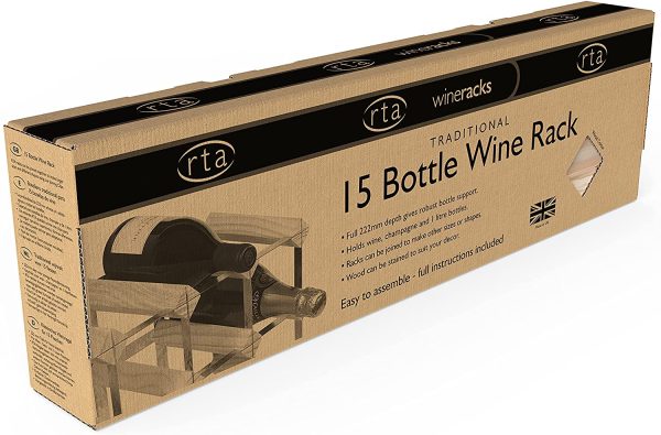 Long Life Rastrelliera portabottiglie per Vino RTA, per 15 Bottiglie - Kit - Pino Naturale (FSC) - immagine 4