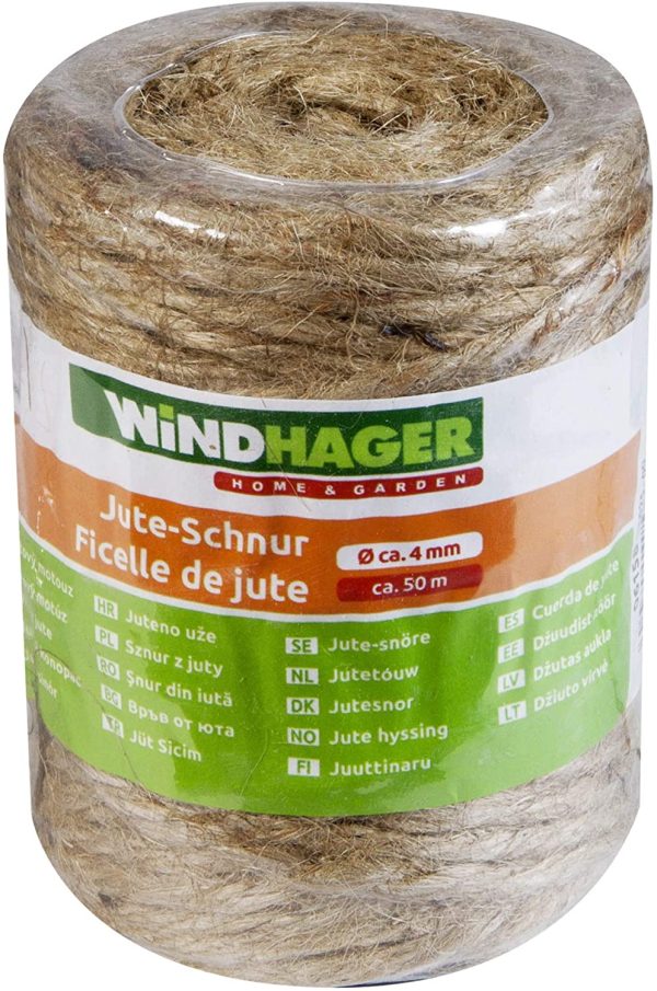 Windhager Cordoncino Iuta, Filo di Legatura, Naturale, 4 mm x 50 m, 06158, Beige - immagine 4