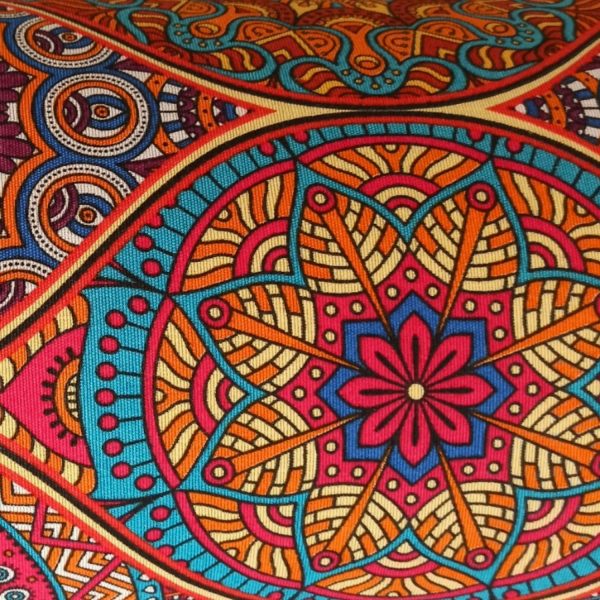 Bolster cilindrico per yoga "Mandala - Persia" - Cuscino yoga - Rivestimento sfoderabile e lavabile - Ripieno di pula di farro biologico - Maniglia per il trasporto - 64x20cm - immagine 7