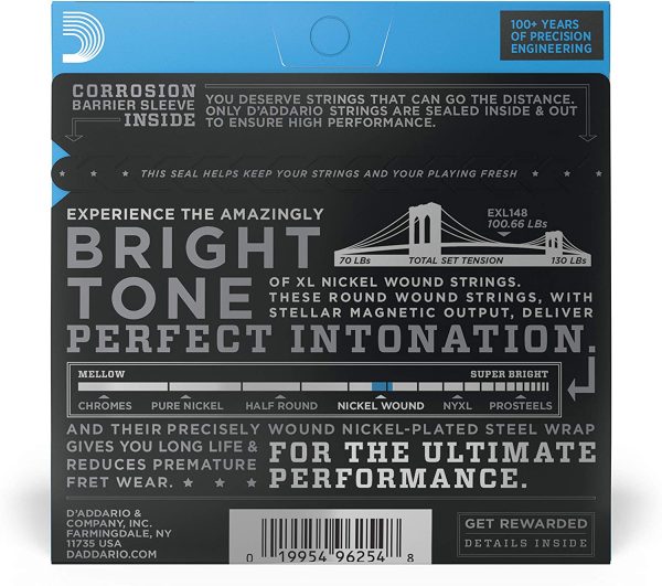 D'Addario Corde Chitarra Elettrica | EXL148 | Set Corde per Chitarra Elettrica per Ferita Nichel | 6 Corde | Extra Pesante, 12-60 | 1-Paccetto - immagine 4