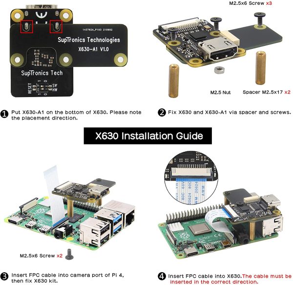 Raspberry Pi Hdmi a CSI-2 Modulo X630 con chip TC358743, supporta fino a 1080p/25Fps per Raspberry Pi 4/3B +/3B/3A+/Pi Zero (W)/Pi Zero 2 W - immagine 3