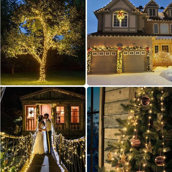 Catena Luminosa Solare,  26M Stringa Luci Solari 240 LED / 8 Modi, Impermeabili Luci Decorative da Interni e Esterni per Festa, Giardino, Natale, Halloween, Matrimonio (Bianco Caldo) - immagine 4