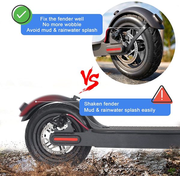 TAGVO Parafango Posteriore per Scooter,Staffa Parafango Posteriore e Fanale Posteriore e Gancio Anteriore e Cinturino Riflettente per Xiaomi M365/M365 PRO Accessorio di Ricambio per Scooter Elettrico - immagine 2