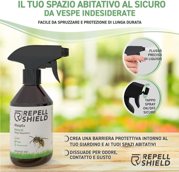 RepellShield Repellente Spray Vespe Api Naturale - Repellente Vespe Esterno e Nido Vespe - Repellente per Vespe e Calabroni a Lunga Durata - Alternativa Bio all'Insetticida Vespe e Calabroni, 250ml - immagine 8